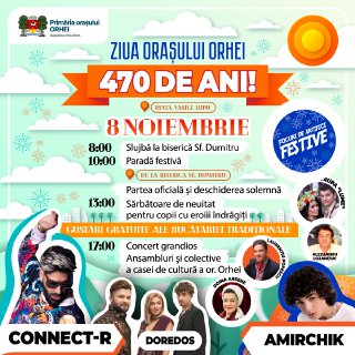 Orheiul sărbătorește 470 de ani: Concert spectaculos cu invitați speciali - Connect-R și Amirchik